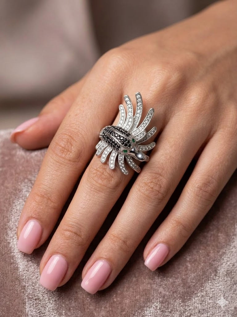 Heya Midnight Scarab Statement Ring