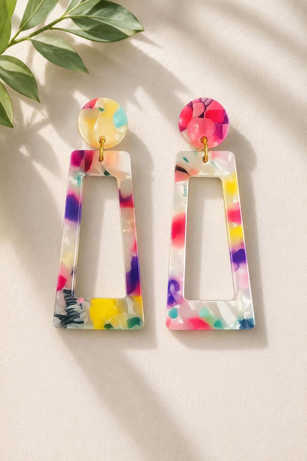Heya White Marble Earrings