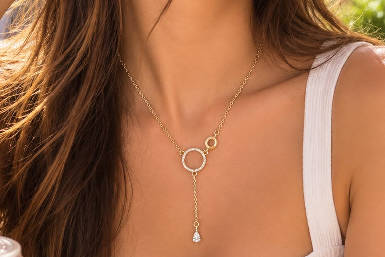 Golden Circle Drop Necklace