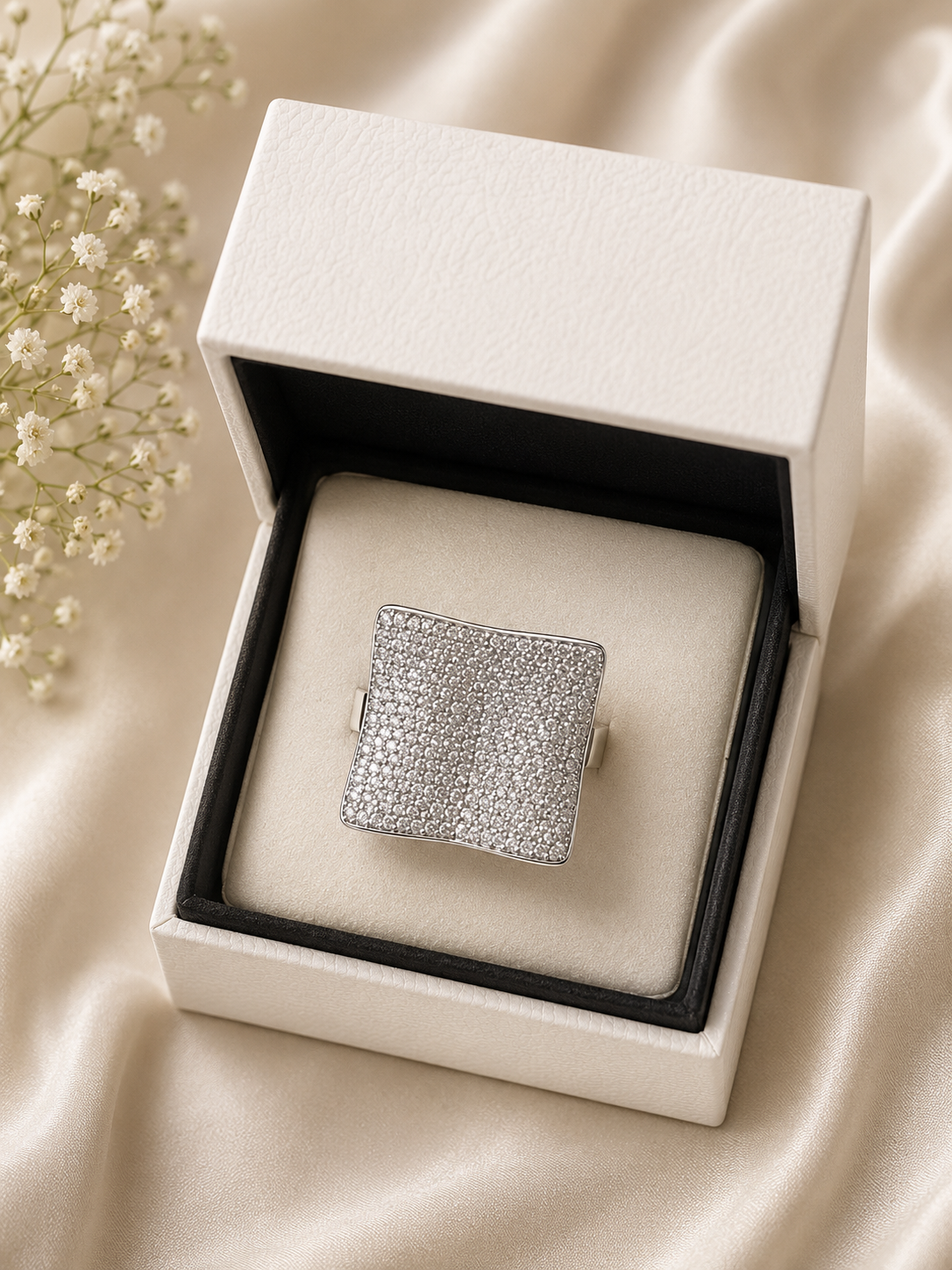 Heya Crystal Square Statement Ring