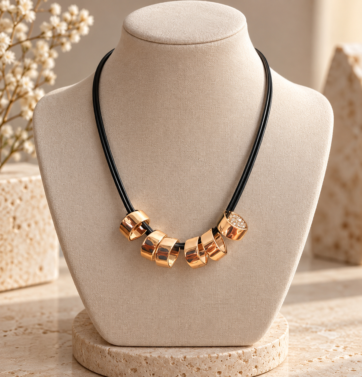 Golden Curve Statement Necklace