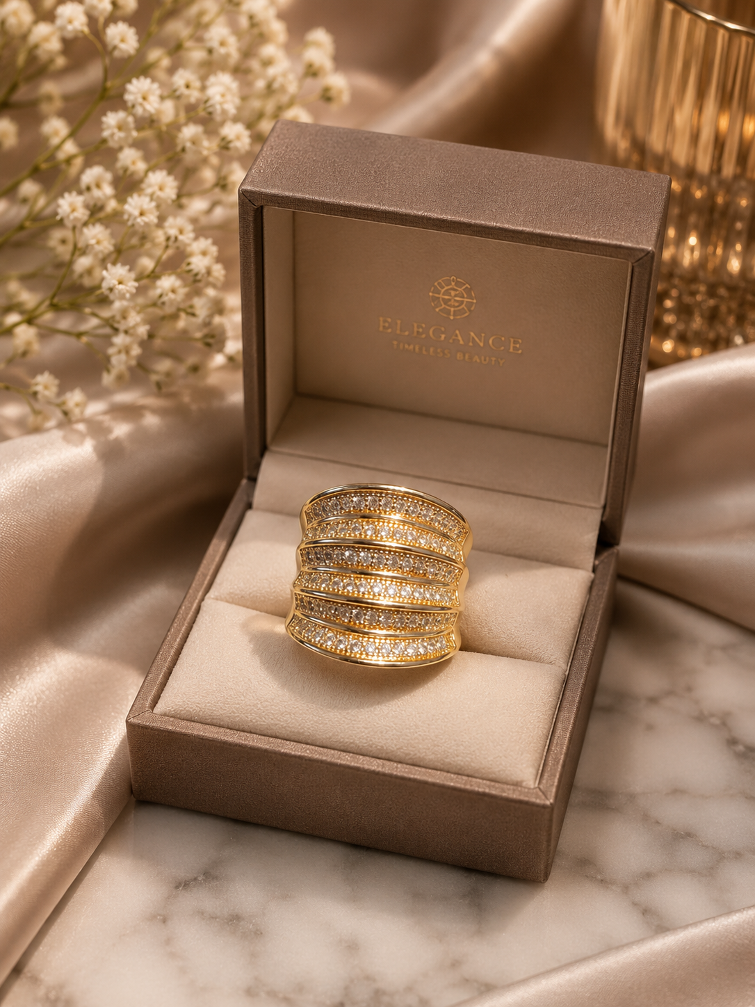 Heya Golden Radiance Multi-Band Ring