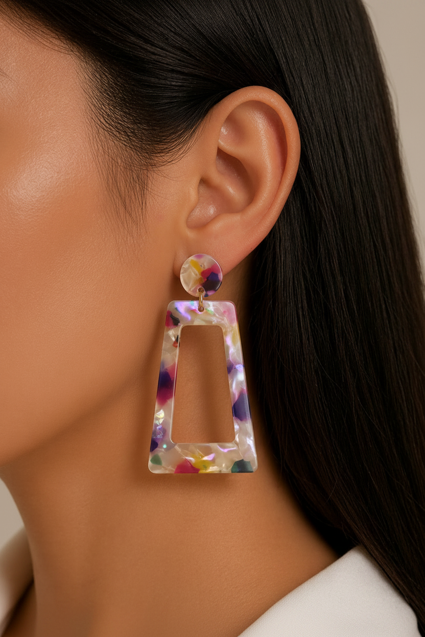 Heya White Marble Earrings