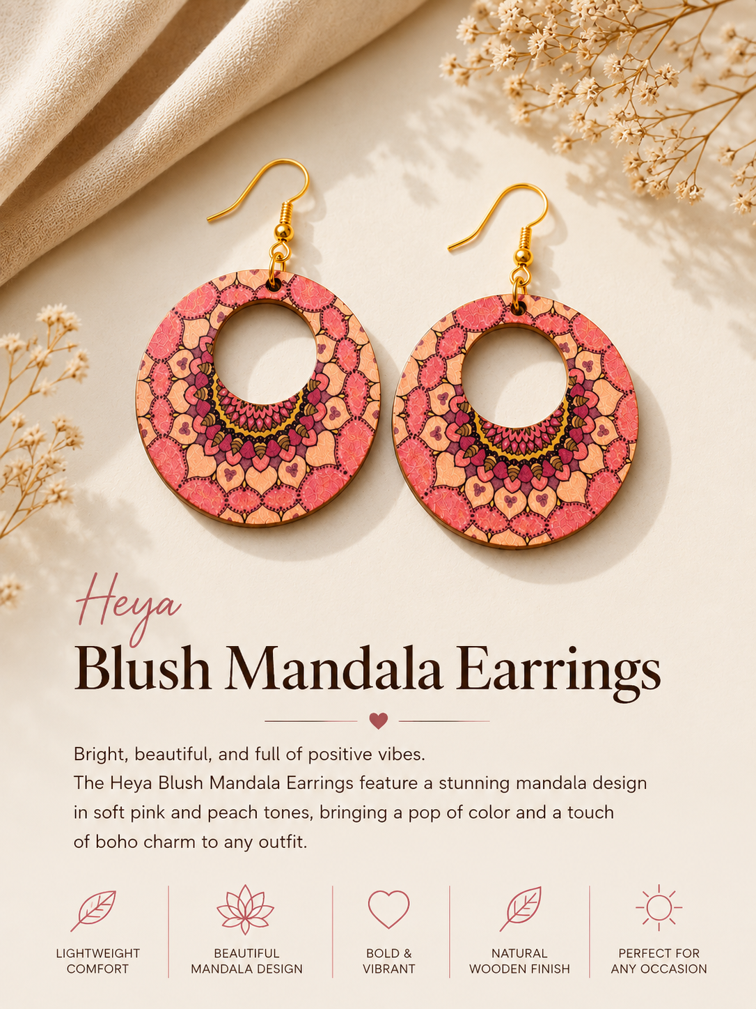 Heya Blush Mandala Earrings