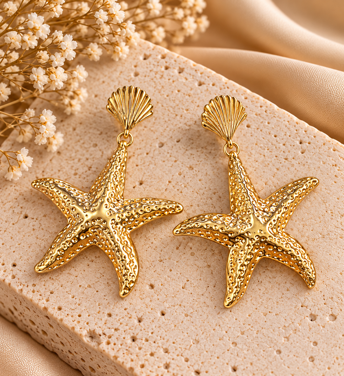 Golden Starfish Earrings