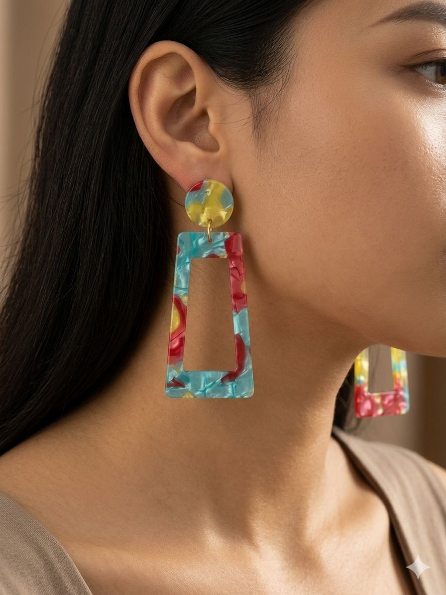 Heya blue Marble Earrings.