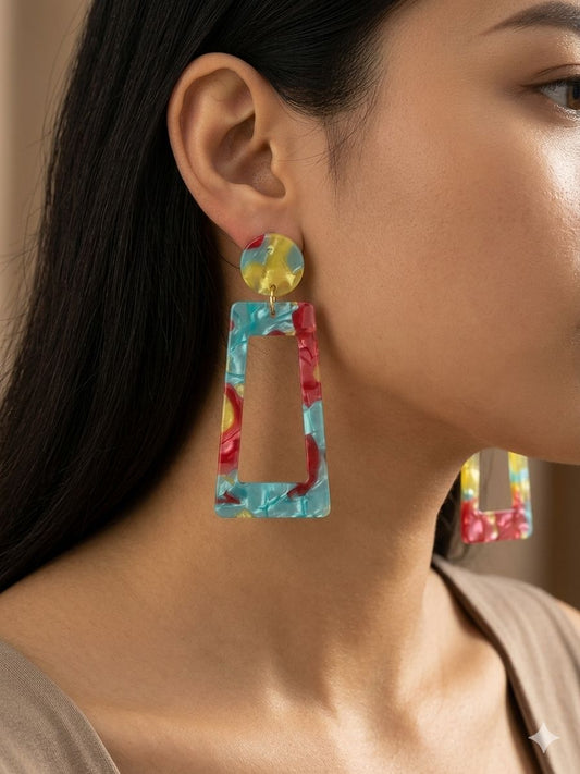 Heya blue Marble Earrings.