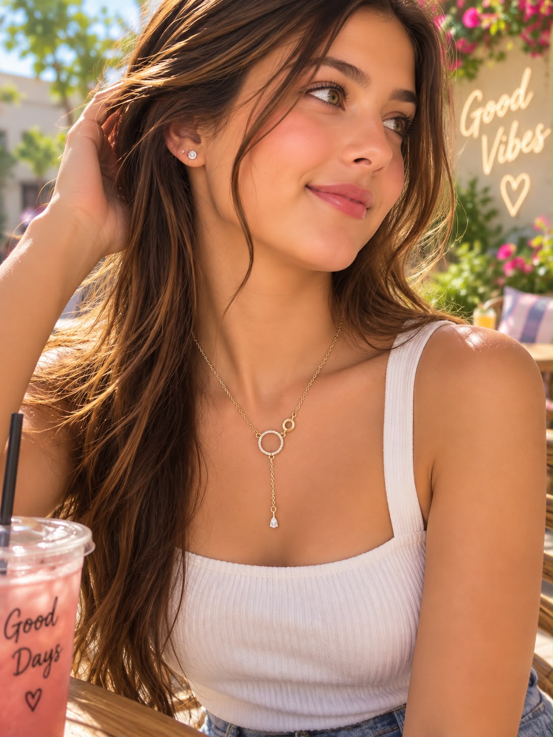 Golden Circle Drop Necklace