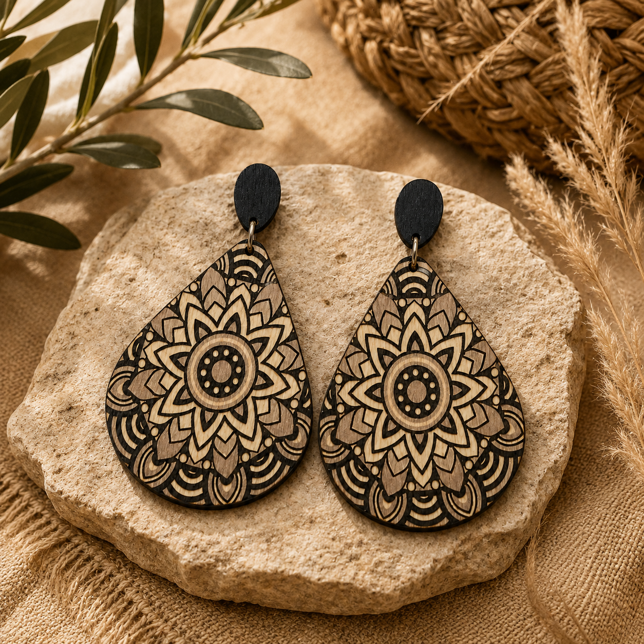 Heya Rustic Lotus Drop Earrings